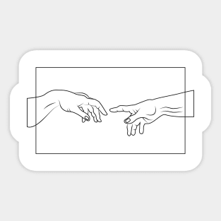 Michelangelo Creation Hands Aesthetic Sticker